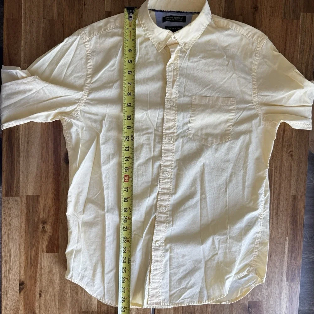Banana Republic Shirt Mens M Camden Fit Butter Yellow Preppy Casual Office Work